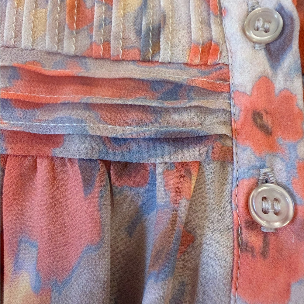 Steve Madden Faith Floral Mini Dress Pleated Bodice Tiered Ruffle Skirt Medium - Picture 5 of 11